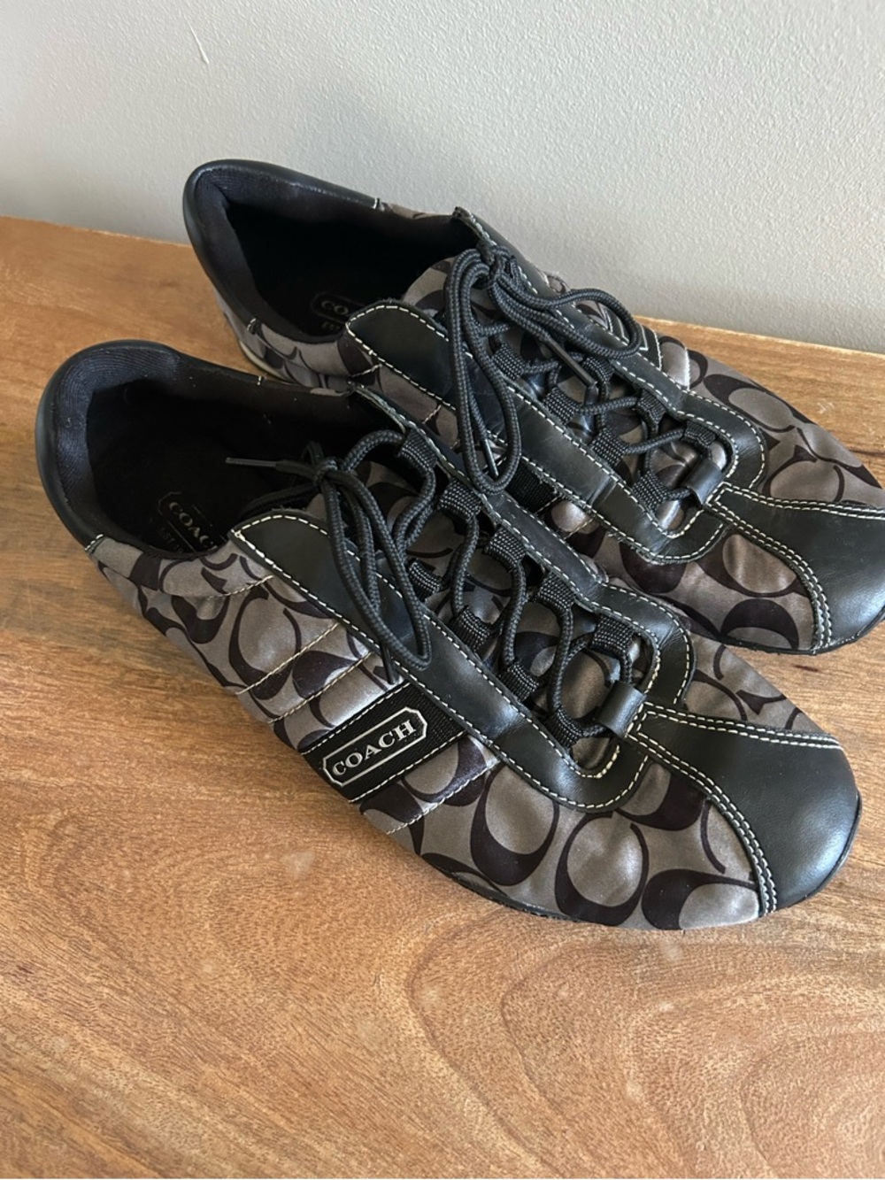 Coach Kirby Signature C Logo Monogram Sneakers in Black and Grey